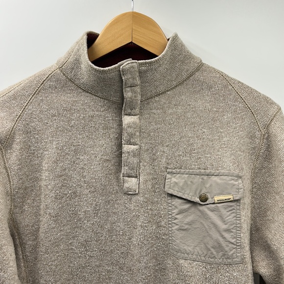 WOOLRICH 1/4 SNAP BUTTON MENS SIZE MEDIUM TAN SWEATER PULLOVER - Picture 2 of 8